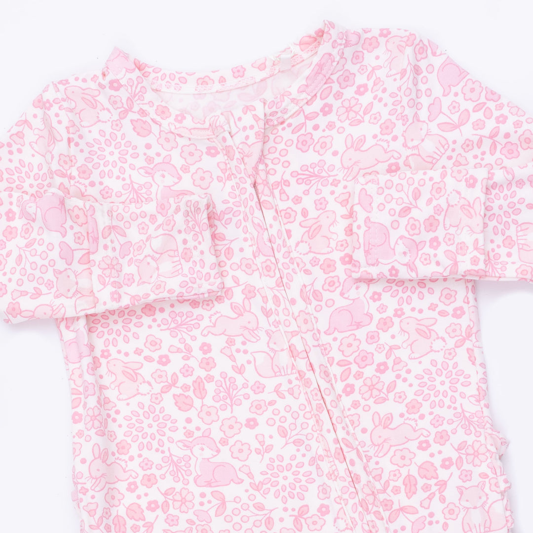 Baby Woodland Ruffle Zip Footie