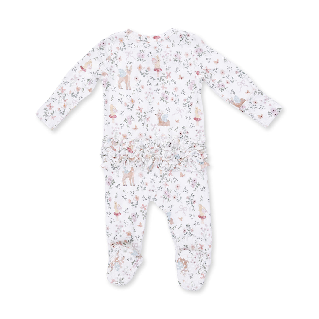 Enchanted Woodland Ruffle Zip Footie