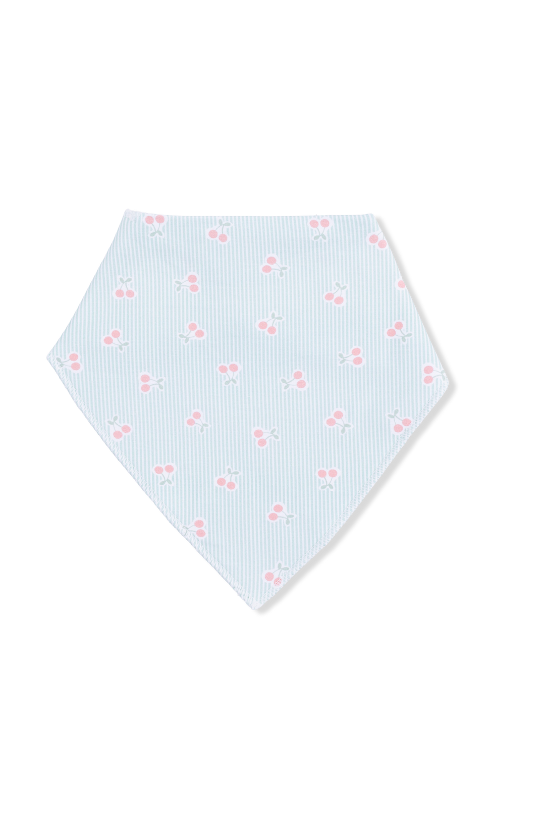 Light blue bandana with pink floral pattern on a white background