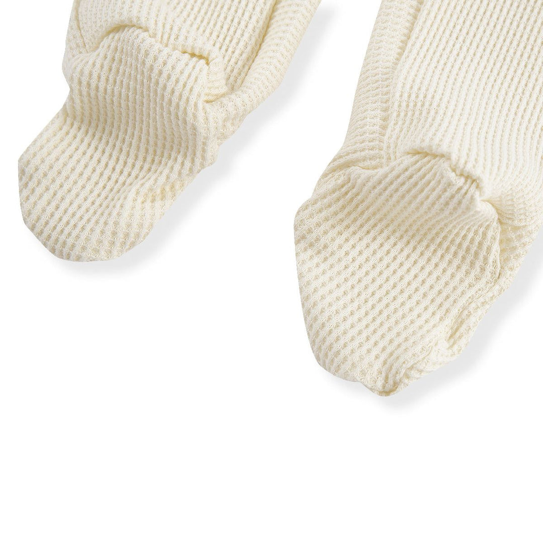 Cream Waffle Zipper Footie Romper