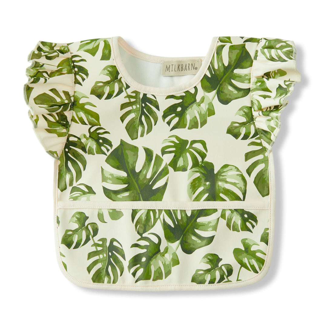 Green Leaf Ruffle Pocket Bib