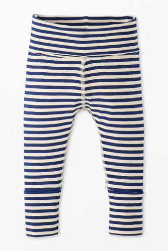 Blue and white striped leggings on a white background