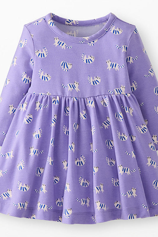 Purple dress with animal pattern on a white background