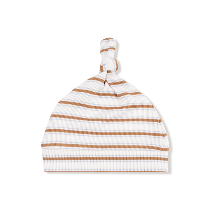 Vintage Brown Stripe Knotted Hat