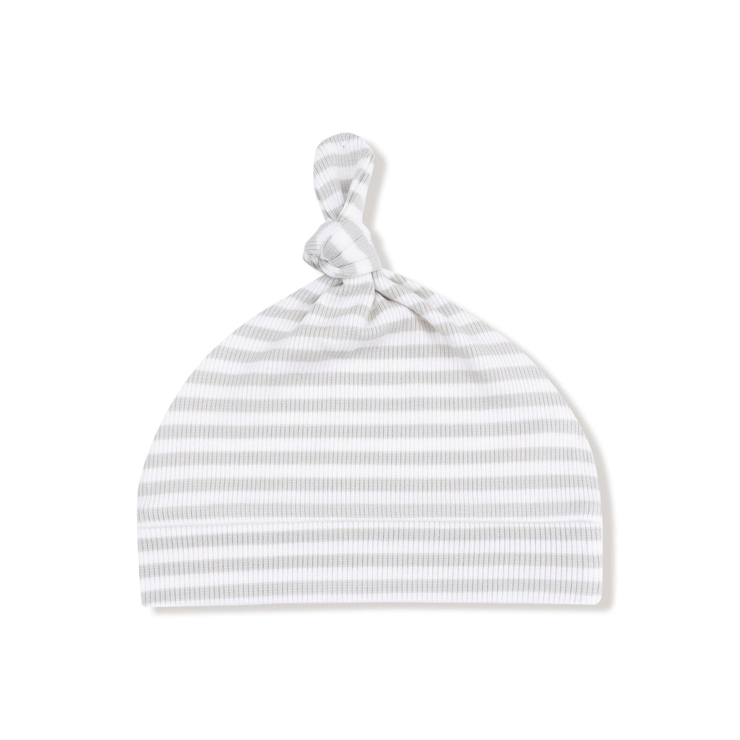 Grey Stripe Knotted Hat