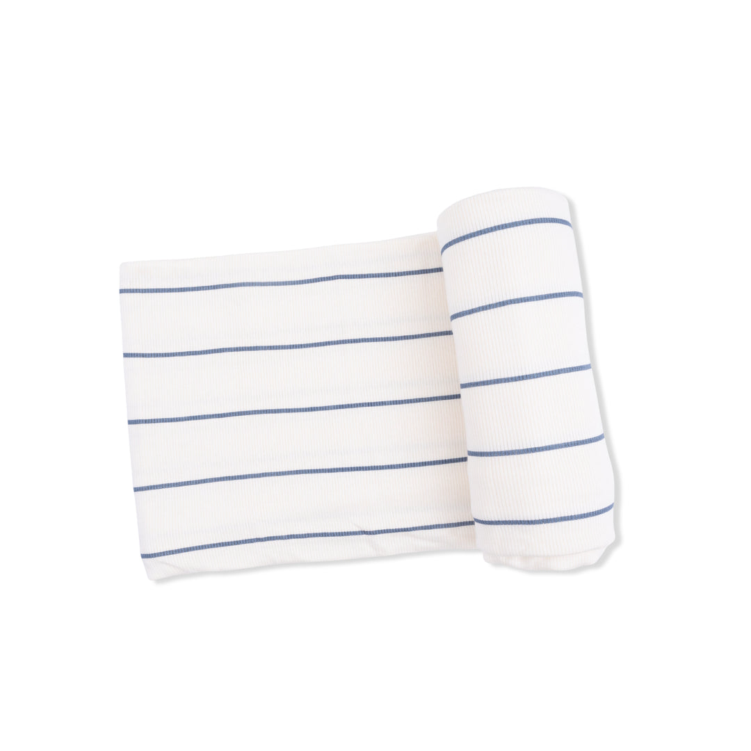 Vintage Blue Stripe Ribbed Modal Swaddle Blanket