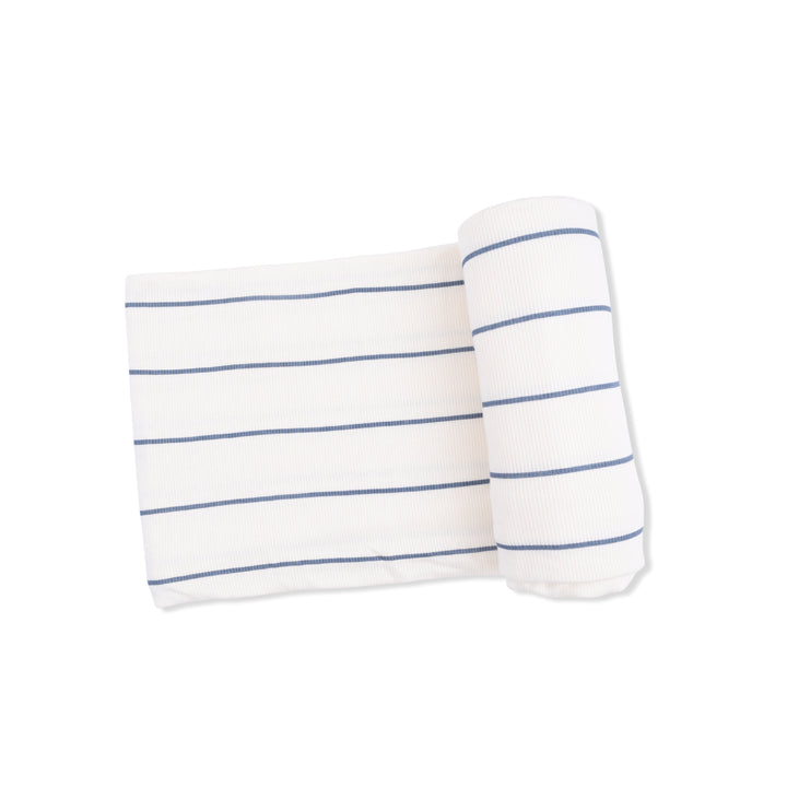 Vintage Blue Stripe Ribbed Modal Swaddle Blanket