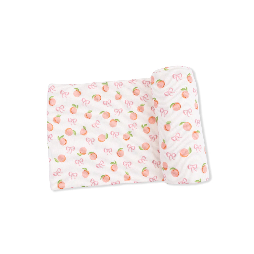 Bow Peaches Ribbed Modal Swaddle Blanket