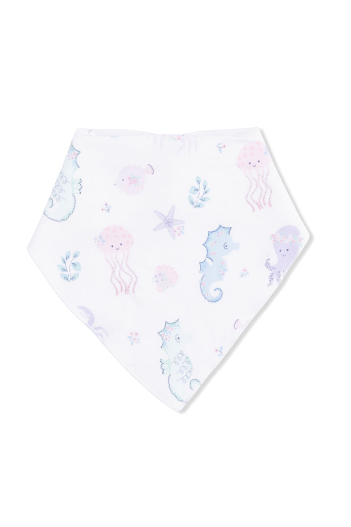 Hexagonal baby blanket with sea-themed pattern on a white background