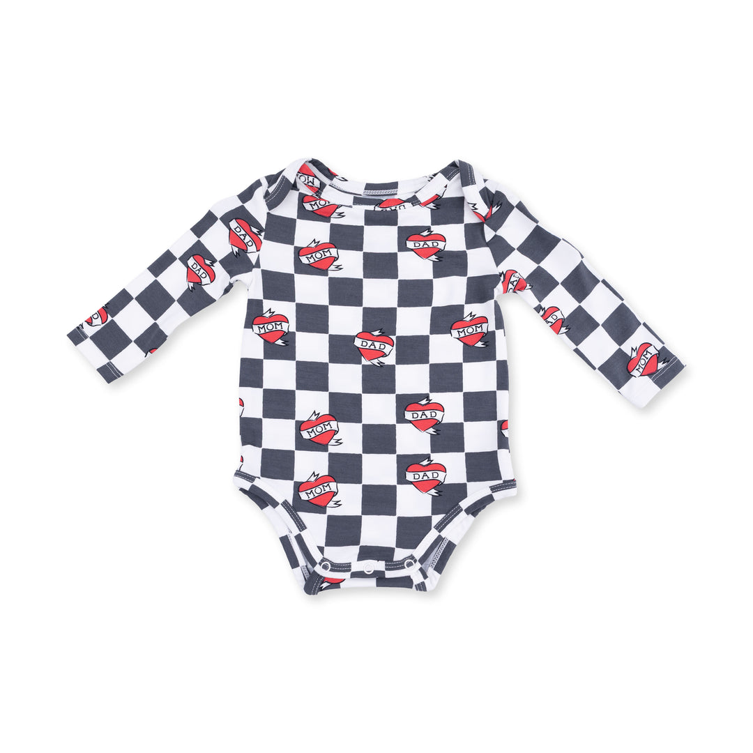 Heart Tattoo Long Sleeve Bodysuit