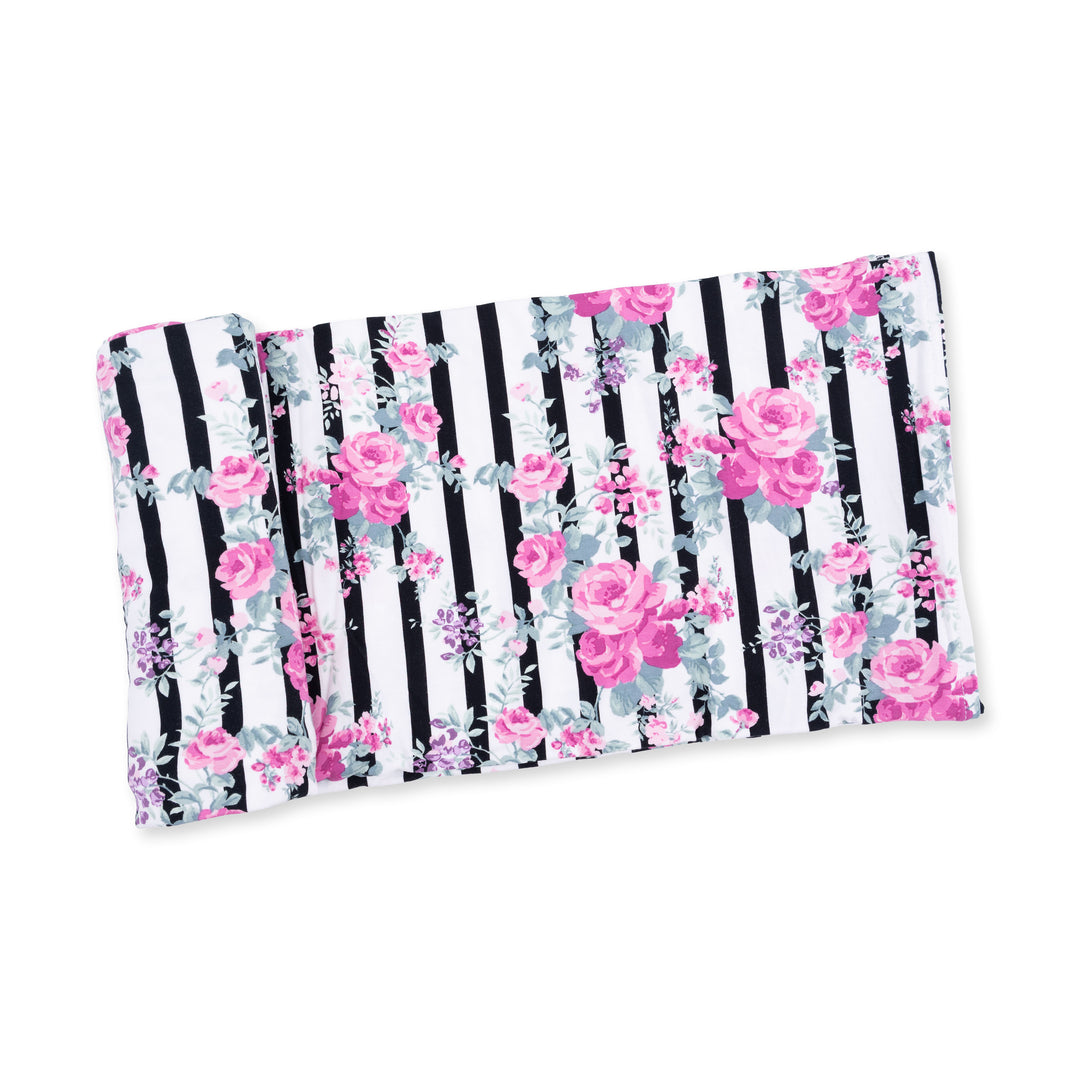 Rose Stripe Bamboo Swaddle Blanket