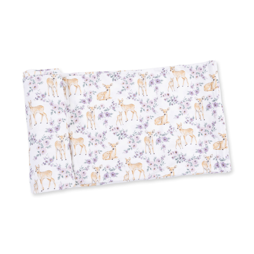 Floral Deer Bamboo Swaddle Blanket