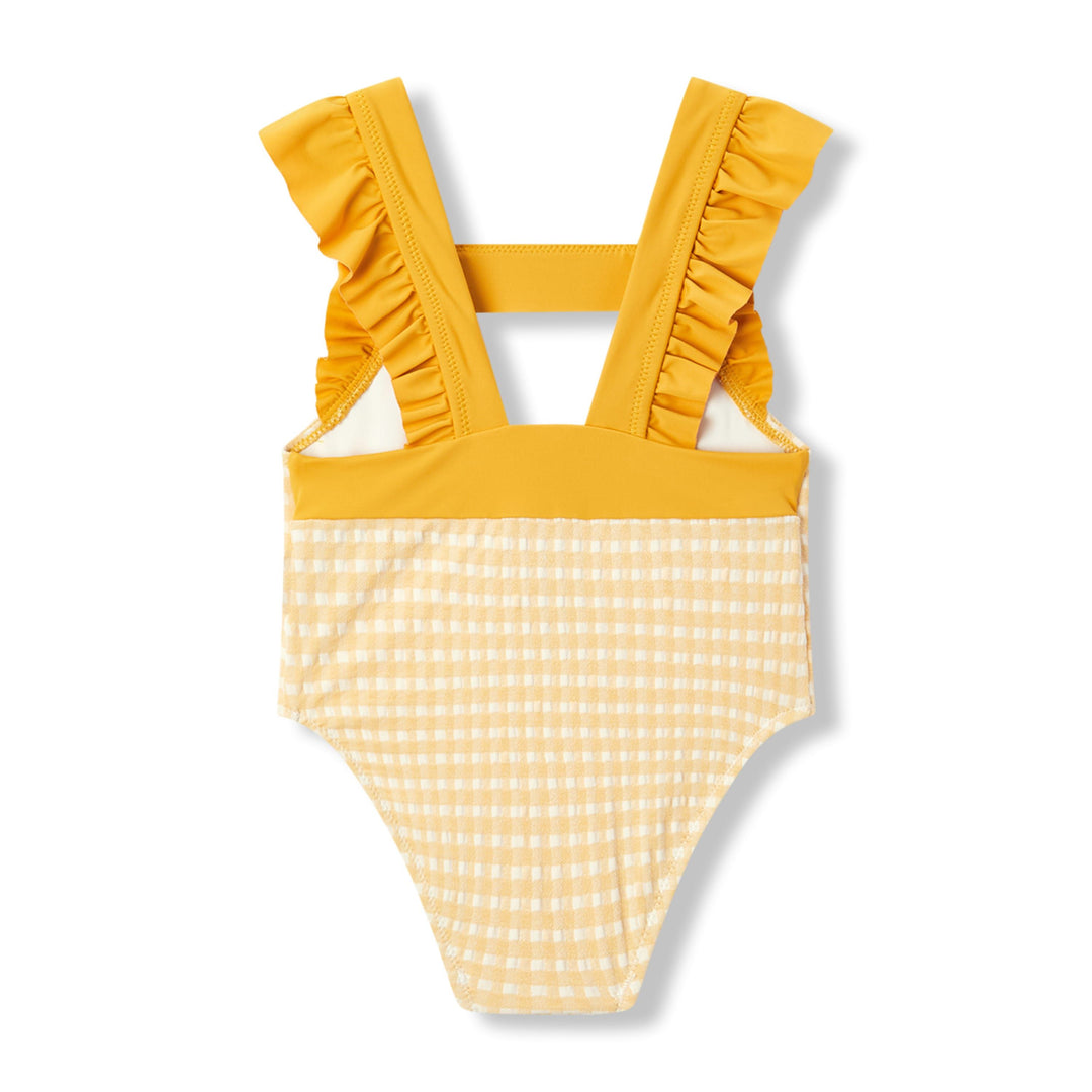 Yellow Gingham Ruffle Swimsuit