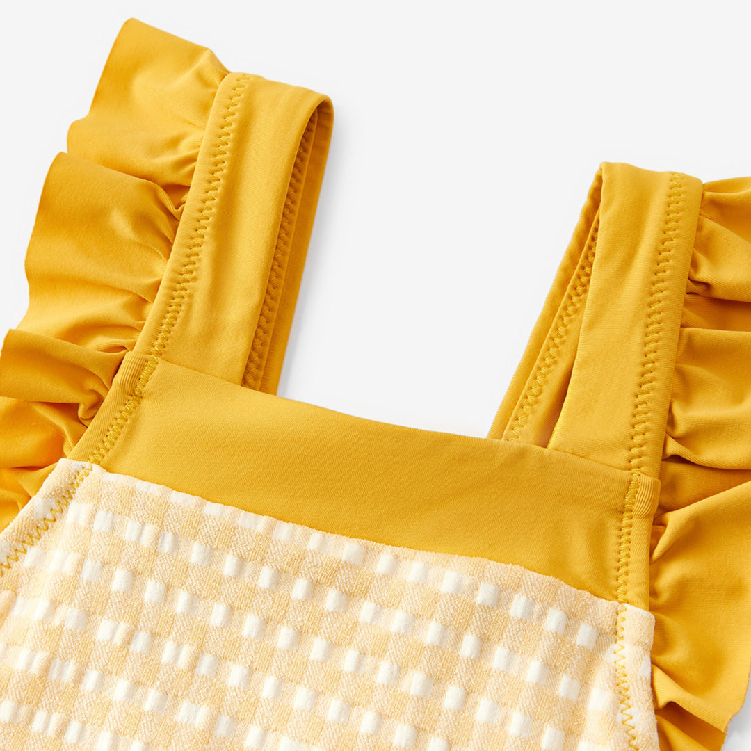 Yellow Gingham Ruffle Swimsuit